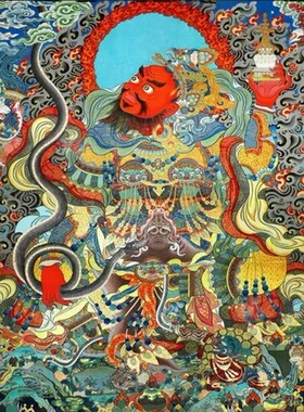 中式弥勒殿壁画财神背景墙装饰画客厅无纺布墙纸G045壁纸壁画