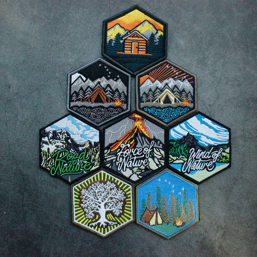 户外营地六边丛林刺绣魔术贴徽章