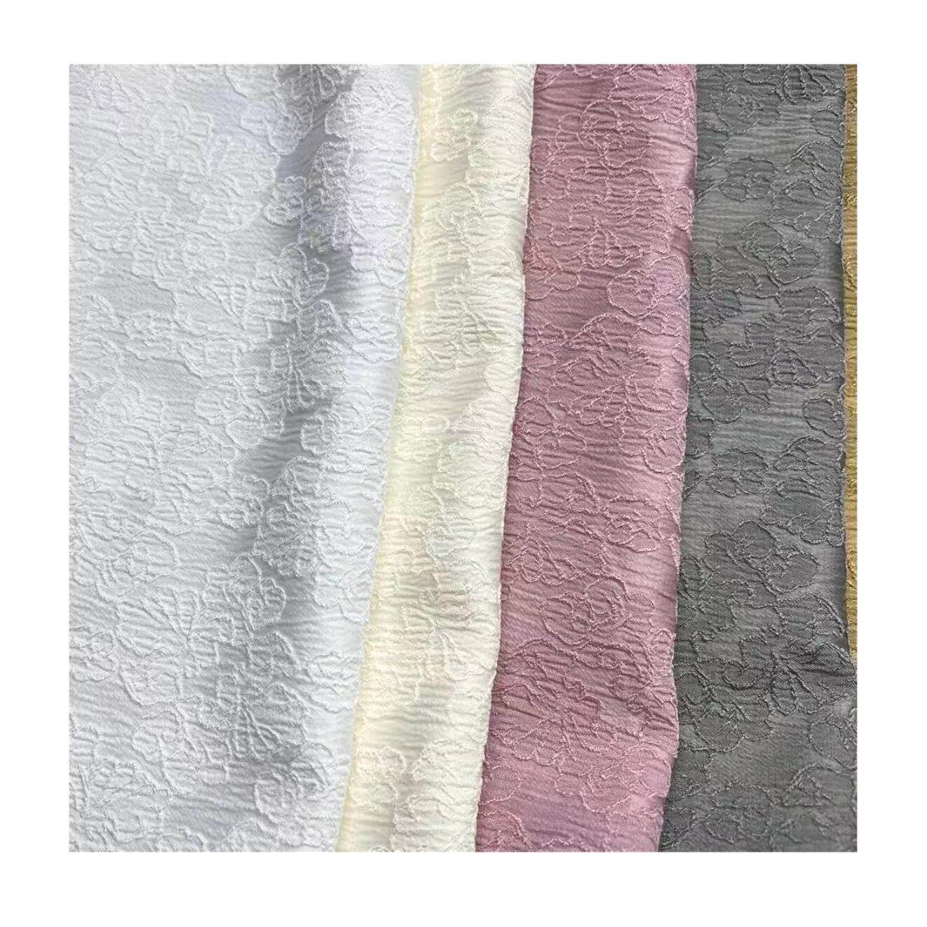 春秋新款水莲花贡缎提花面料 时尚女装连衣裙 仿人丝立体浮雕面料