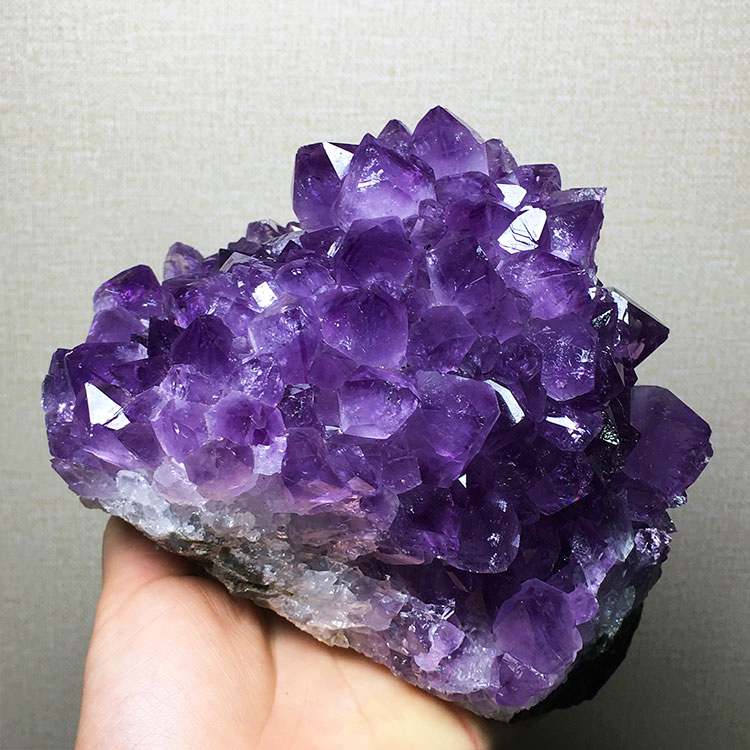 乌拉圭天然紫水晶簇洞片彩虹紫晶块矿物标本家居客厅办公桌面摆件