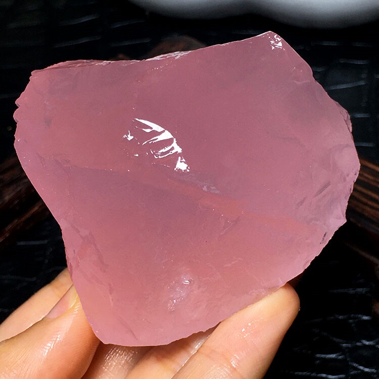 天然粉水晶原石马粉果冻粉大颗粒碎石毛料鱼缸造景装饰扩香石摆件