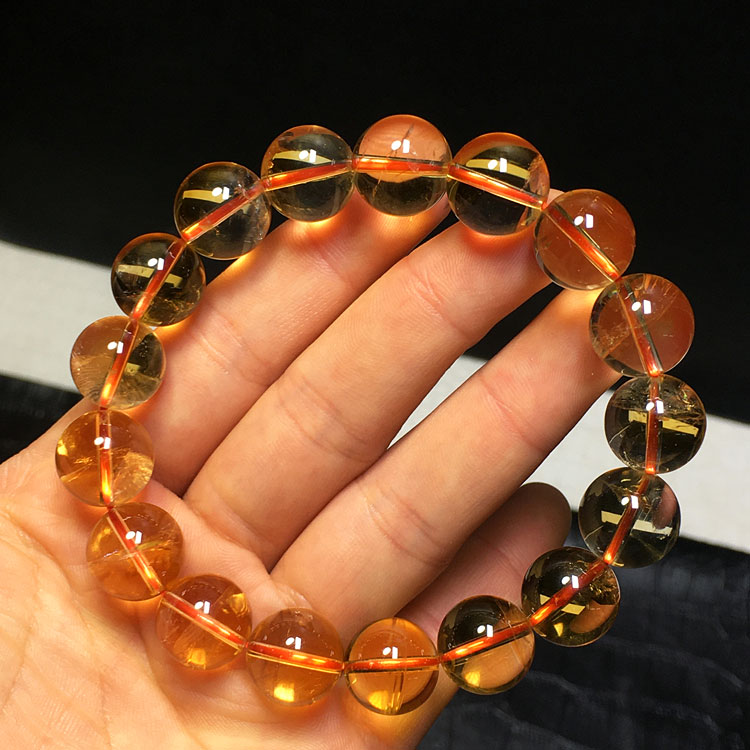 巴西天然黄水晶手链暴力黄手串