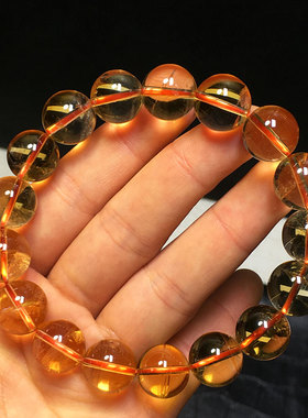 巴西天然黄水晶手链暴力黄手串