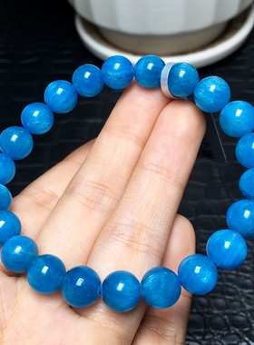 天然蓝磷灰手链磷灰石水妖蓝