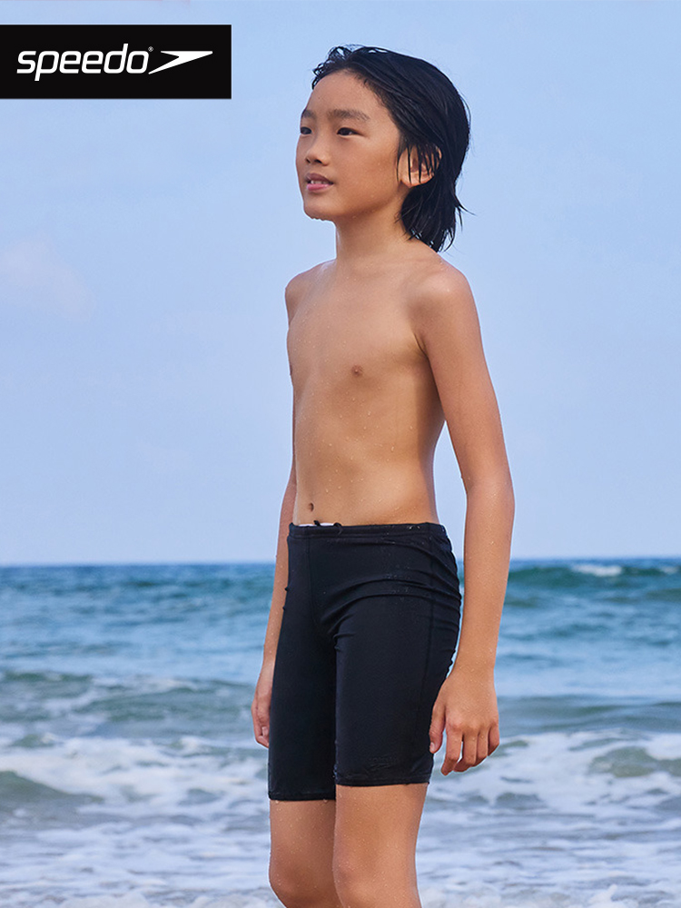 Speedo/速比涛 Eco环保系列防晒纯色轻盈抗氯青少年男童及膝泳裤