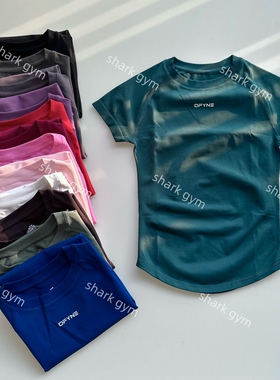 Dfyne紧身训练短袖女瑜伽跑步撸铁运动上衣吸汗高弹显肩显腰短袖