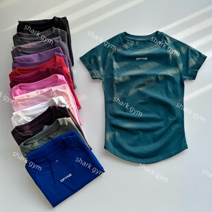 Dfyne紧身训练短袖女瑜伽跑步撸铁运动上衣吸汗高弹显肩显腰短袖