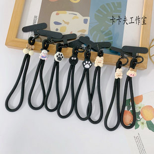 创意时尚猫爪小女孩黑色手机短挂绳防摔手腕绳手机链ccd相机挂链