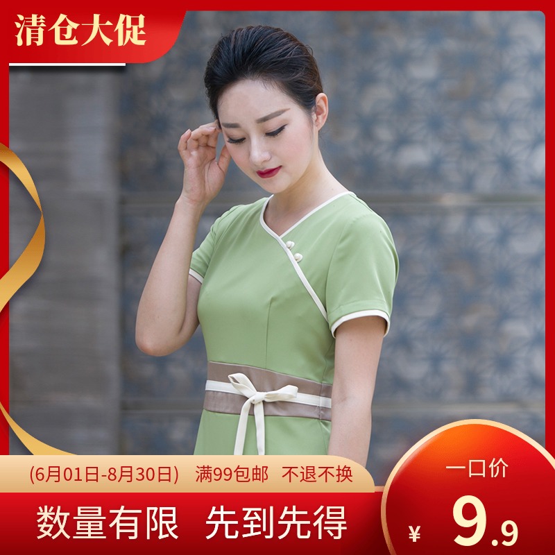 爱斯坦美容师服装spa养生馆会所美容院工作服连衣裙短袖春夏女 爱斯坦品牌店