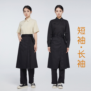 新款 茶饮店工作服火锅烧烤酒楼餐饮服务员工作服洋气国潮 国风中式
