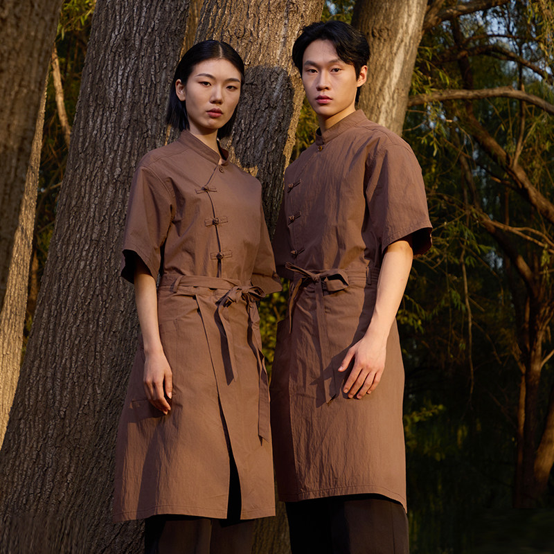 爱斯坦新中式餐厅服务员工作服山野风火锅餐饮咖啡茶馆工服男女