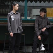 爱斯坦服务员工作服全棉廓形衬衣餐饮咖啡厅火锅饭店员工潮牌衬衫