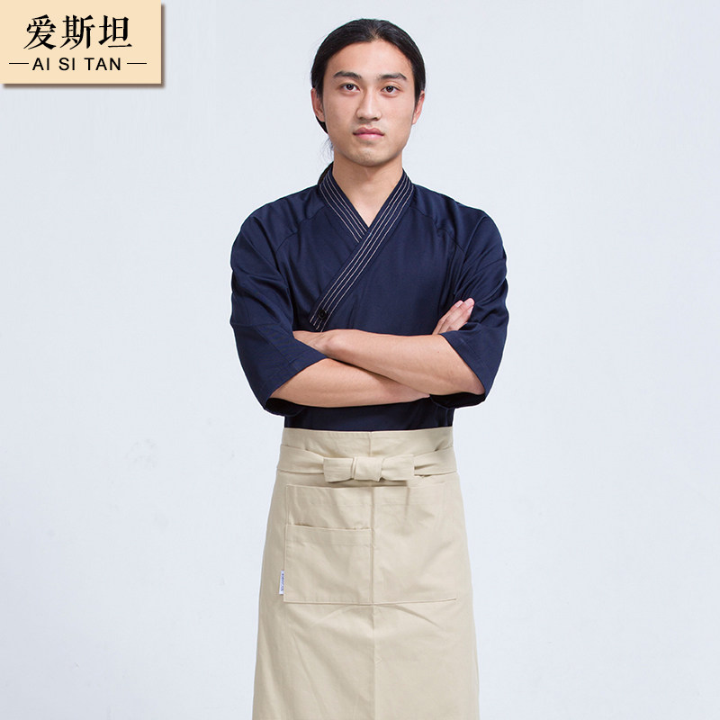 爱斯坦2022新款寿司店刺身日料工作服和风日式餐厅厨师服中袖男夏