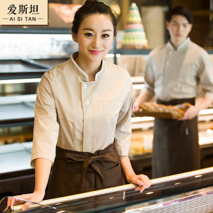 厨师工作服女餐饮咖啡厅时尚 面包房坊裱花师烘焙服务员西餐厅糕点