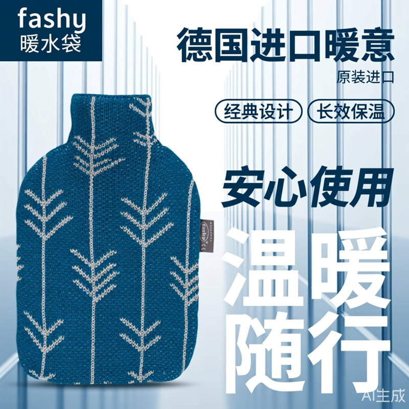 德国进口fashy大号冲注水热水袋热敷针织加厚防爆暖手暖水袋2升