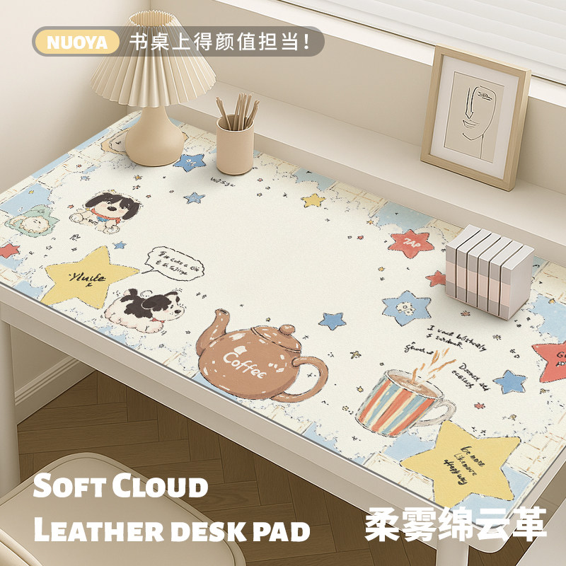 【卡通插画】超大耐脏皮革书桌垫
