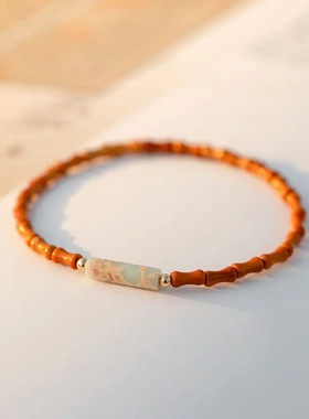 细款橄榄核寿山石手链文艺优雅清新柠檬玉石上岸