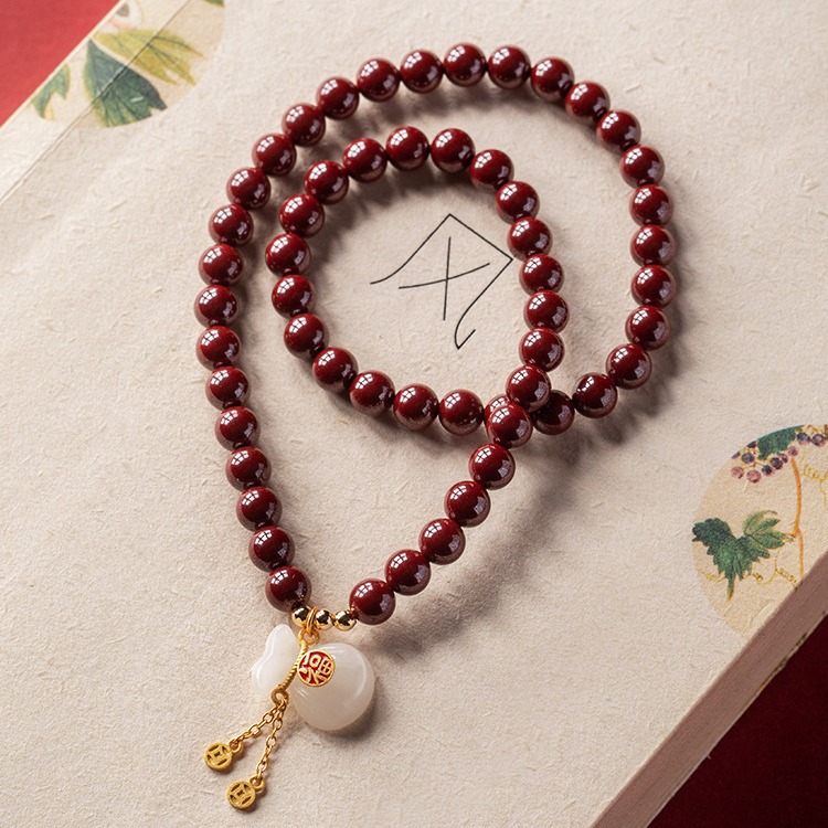 工厂紫金砂高含量朱砂多圈手串沙金和田玉福袋手链手串可