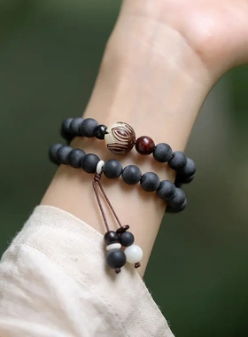 复古药珀手链女森系学生手链情侣佛珠手串檀香手串天然中国风佛珠