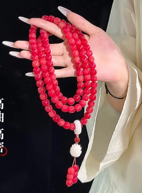 东方红菩提手串108颗原创设计古风项链文玩佛珠念珠手链手持