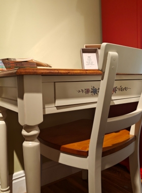 艾米尼奥美式乡村风格纯实木超高等级水漆小书桌写字桌BL103美乡