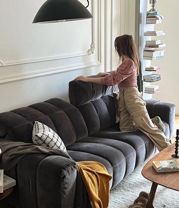 伸缩小波浪布艺电动沙发