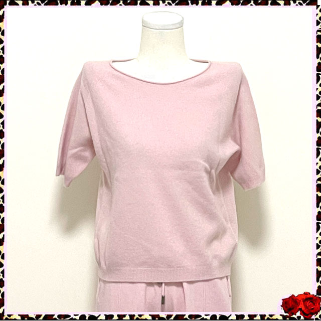 意大利奢侈品牌BC新款浅粉色柔软Baby山羊绒短袖套衫