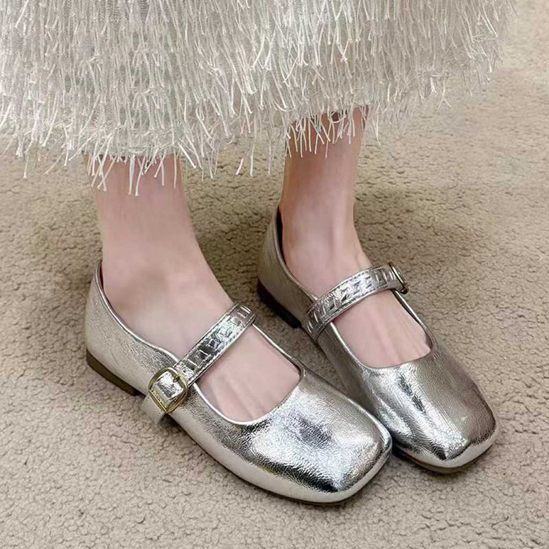 复古方头单鞋2026春季新款平底浅口低跟法式圆头浅口一字带休闲单,女鞋,时尚休闲鞋,淘宝优惠券,粉丝福利购,淘宝优惠卷