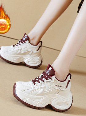 2025秋季女鞋新款爆款老爹鞋女内增高运动鞋厚底单鞋女休闲鞋加绒