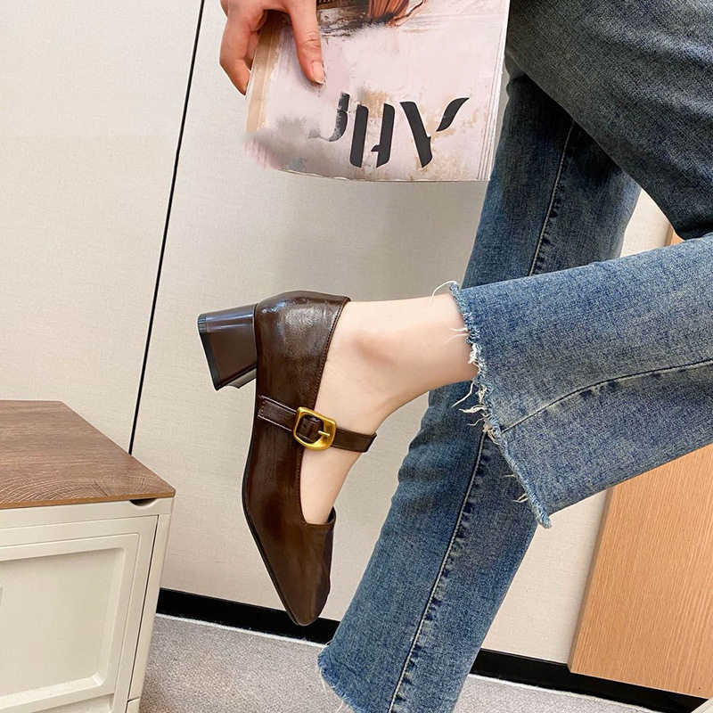 复古方头单鞋女2026春季新款平底浅口低跟粗跟玛丽珍中跟乐福鞋潮,女鞋,时尚休闲鞋,淘宝优惠券,粉丝福利购,淘宝优惠卷