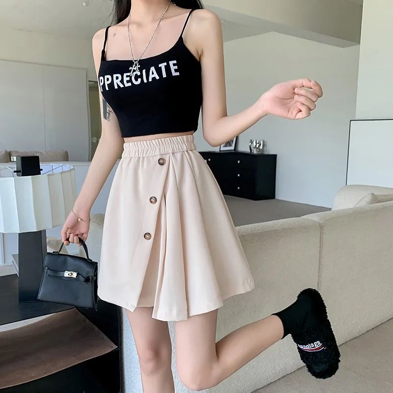 黑色百褶半身裙上新2025春夏新款女款高腰A字短裙松紧腰设计感足
