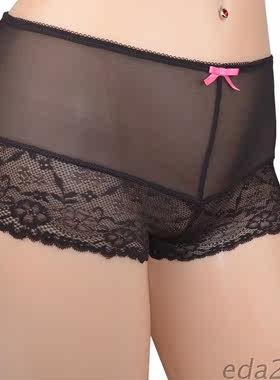 外贸原单高品质弹力网纱大码女内裤中腰三角裤 XXL  深棕色