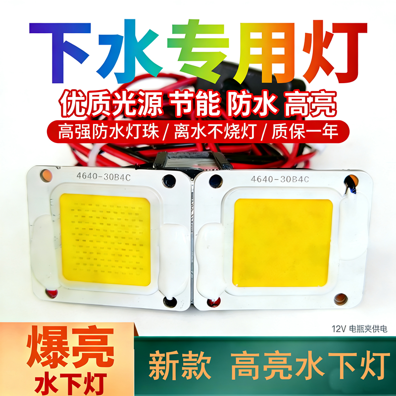 12V高亮下水灯 防水捕鱼灯 抄网灯 赶海专用夜钓探照灯诱鱼灯强光