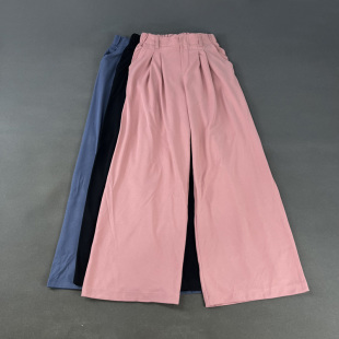 通勤纯色高腰宽松阔腿裤 春夏薄款 直筒休闲裤 长裤 女 原 西裤 美国单