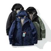 后背羽绒拼接秋冬户外防风防水保暖连帽棉衣棉服夹克冲锋衣外套男