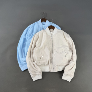 德国单 棒球领飞行员夹克薄棉服外套女潮 秋冬防风薄夹棉宽松短款