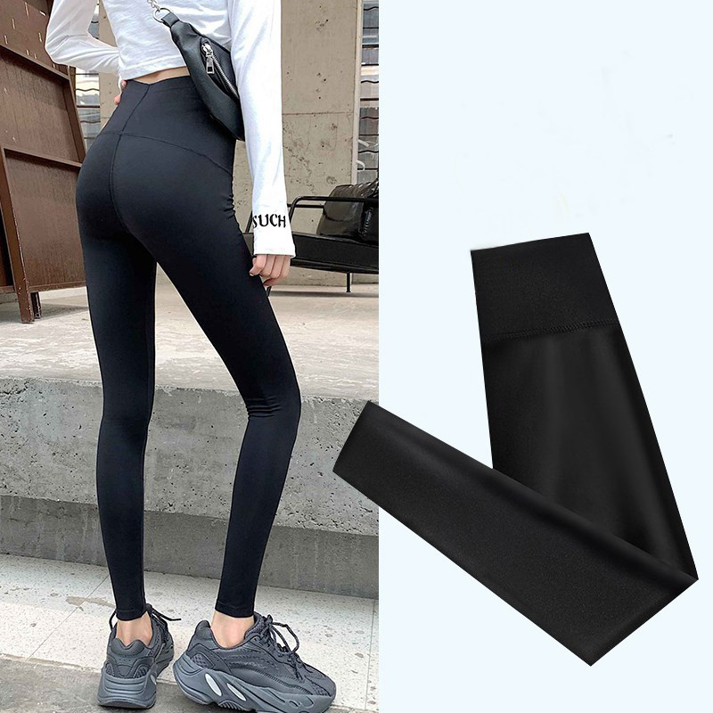 2023新款升级薄款九分sha鱼皮高腰液体裤 修身压力瑜伽裤打底裤潮