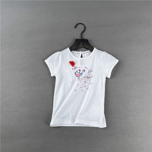 外贸童装可爱小鸡印花1-2岁婴儿体恤女童全棉圆领短袖T恤宝宝上衣
