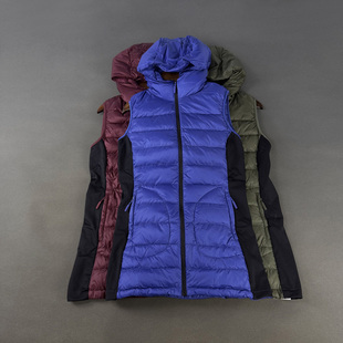 羽绒服连帽马夹外套女 无袖 美国单 秋冬保暖90绒户外羽绒马甲修身