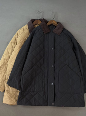 巴恩风薄棉衣中长款宽松棉服外套
