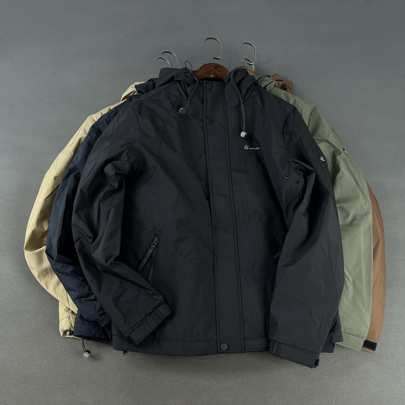 户外连帽夹克冲锋衣薄夹棉外套男