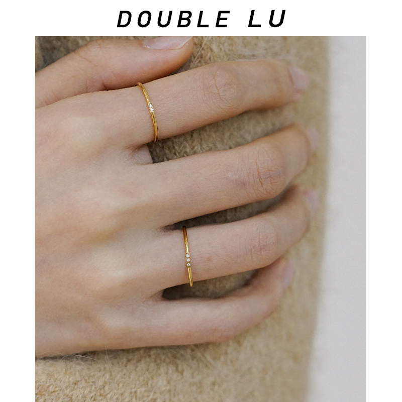 迷你锆石细戒指带钻极细叠戴光面