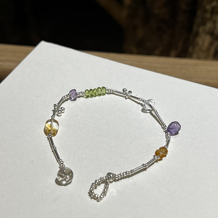 多彩手工紫水晶黄水晶手链