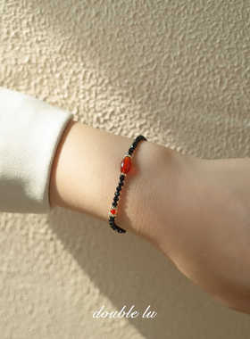 弹力手链手链黑尖晶新款新中式女