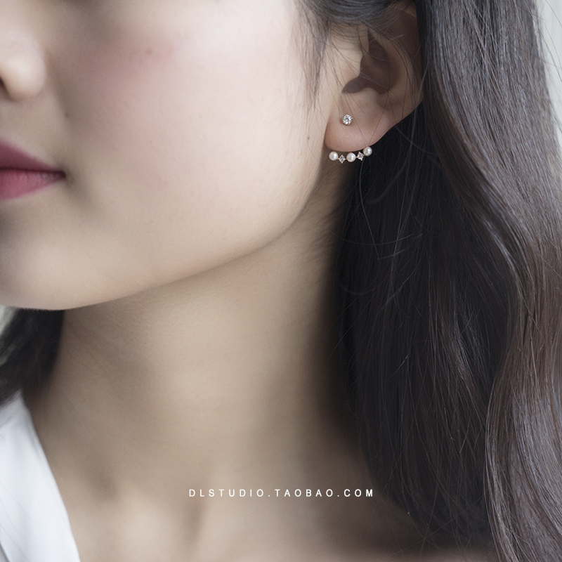 dl家新款进口14k包金女锆钻珍珠