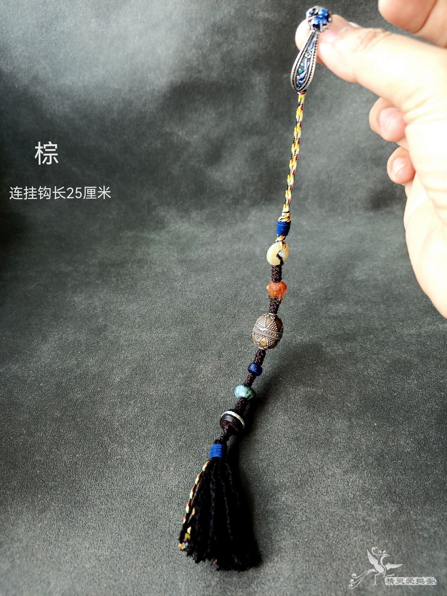 纯银蜜蜡翡翠侧挂/压襟