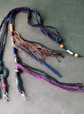 翡翠老玛瑙虫漏沉香老蜡染吊坠绳