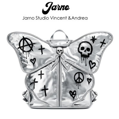 美式街头银色蝴蝶小众双肩背包