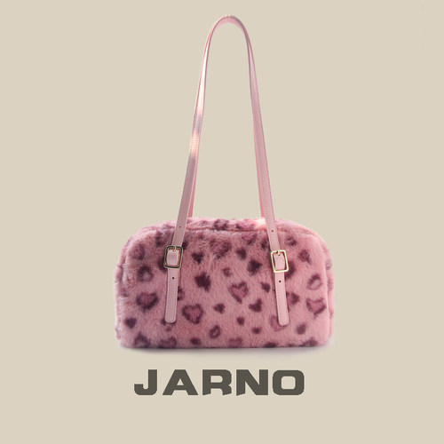 豹纹毛绒Jarno小众腋下包甜酷大