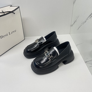 女单鞋 百搭玛丽珍鞋 2025夏季 厚底黑色松糕乐福鞋 新款 英伦风小皮鞋